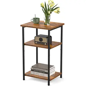 3-Tier End Table Side Table with Adjustable Feet,Small Nightstand Space-Saving for Bedroom Living Room Office