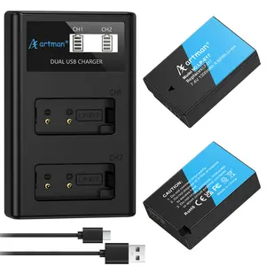 Artman Upgraded LP-E17 Battery 2-Pack and LCD Dual Charger for Canon EOS R50 R8 RP R10,Rebel T6i T7i T8i,T6s,SL2,SL3,EOS M3,M5,M6,200D,77D,750D,760D,800D,8000D,KISS X8i Camera camera  accessory