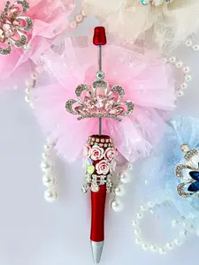 Crown Design Beading Tool, Fashionable Beading Pen, Bedazzling Pen, DIY Crown Pearl Yarn Net Gift, Suitable for Handmade Cell Phone Chain Key Chain Bead Pen, Beaded Pens