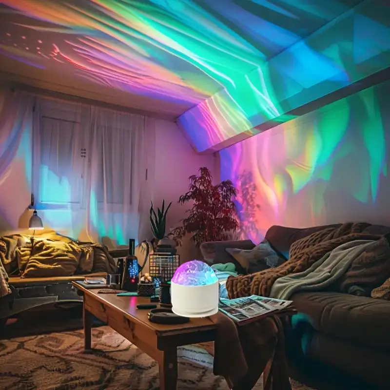 Northern Lights Projector Lamp, 1 Count USB Powered Bedroom Galaxy Projector with 16 Color Patterns and IR Remote Control, Projector with LED Night Li