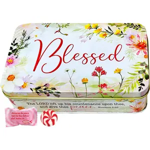 Wildflower Blessed Tin with Strawberry & Cream Hard Candy, 5.5 Ounces