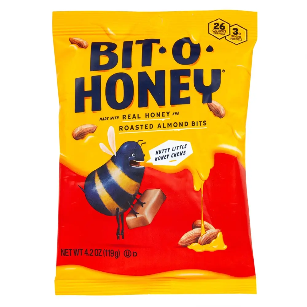 Bits-Of-Honey Taffy Candy - Real Honey & Almond Bits, 4 oz Bag, Chewy Taffy Treats, Authentic Flavor, Resealable Bag, Perfect Snack Size