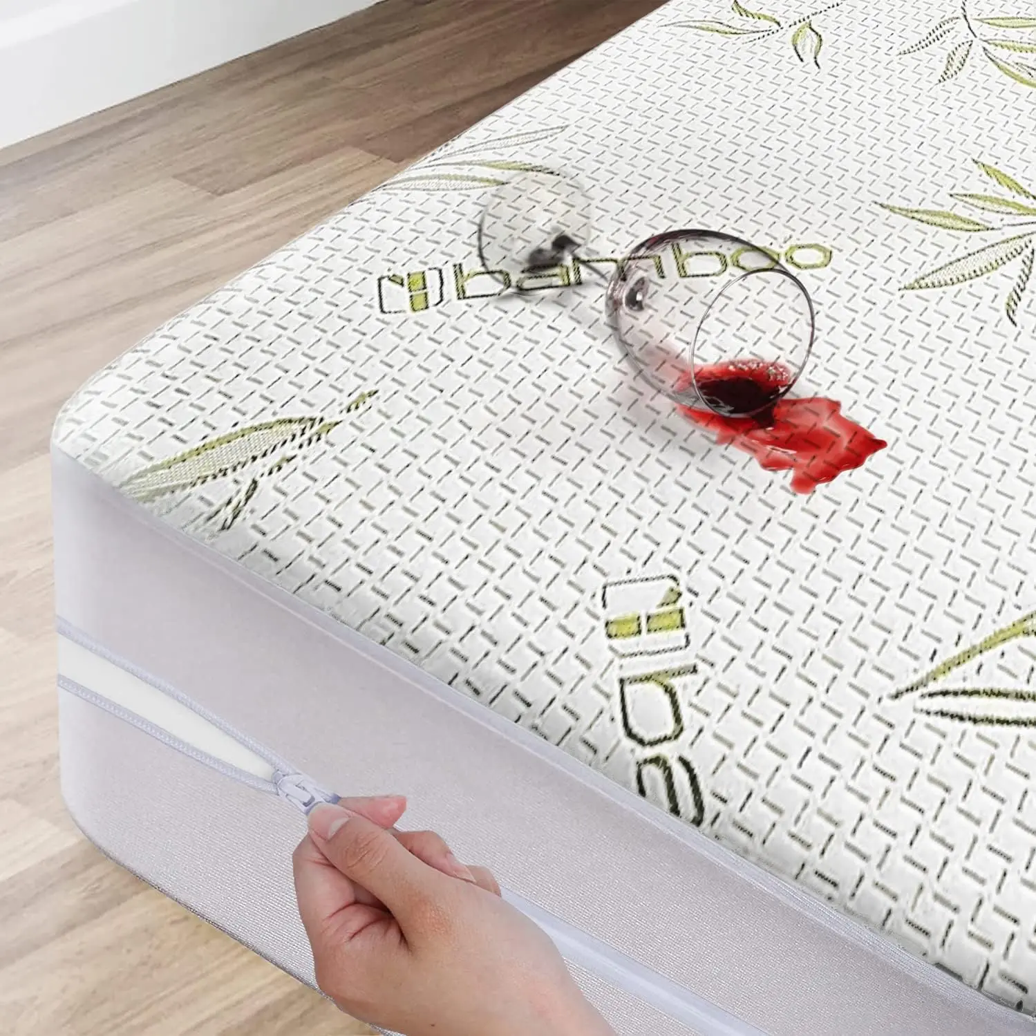 Mattress Protector with Zipper -    Size Cooling Mattress Cover - Ultra Soft Jacquard Fabric Breathable Noiseless Mattress Pad Covers - Zippered Mattress Encasement