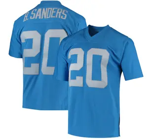90s #20 Sewing embroidery letters and numbers SANDERS quality sportswear Mesh Breathable Big Size S-3XL American football Jersey Blue 1994