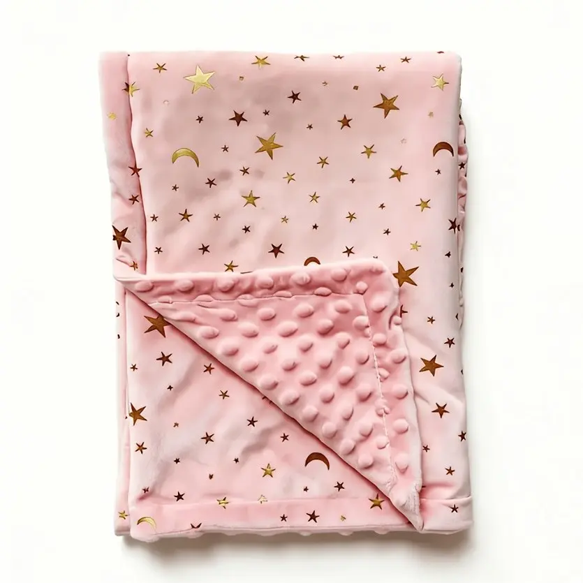 Cute Baby Blanket, Star Moon Pattern Design, Soft Comfortable Newborn Night Sleep Crib Cover, Lightweight Portable Unisex Swaddling Cloth