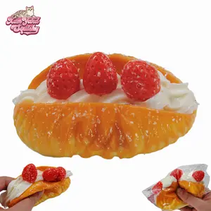 Strawberry Cream Bread Squishy, Food-Grade Silicone Slow-Rising Rebound Squishy, Sticky Squeeze Toys Gift, Fidget Toys for Stress Relief, Non-Toxic Sensory Toys (5.11oz/145g)