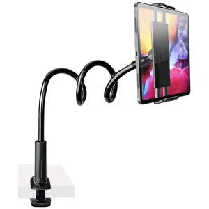 Gooseneck Tablet Holder Stand, 33in Flexible Long Arm Clamp Mount for Bed Use, Compatible with 4.7''-11'' Devices Including iPad, iPhone, Switch, Galaxy Tabs, Kindle, Kindle Fire