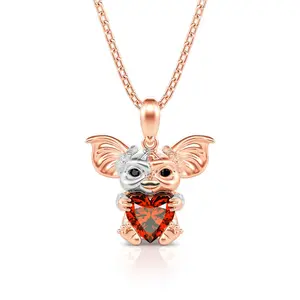 Jeulia Hug Me "Small Evil Monster" Heart Cut Sterling Silver Necklace