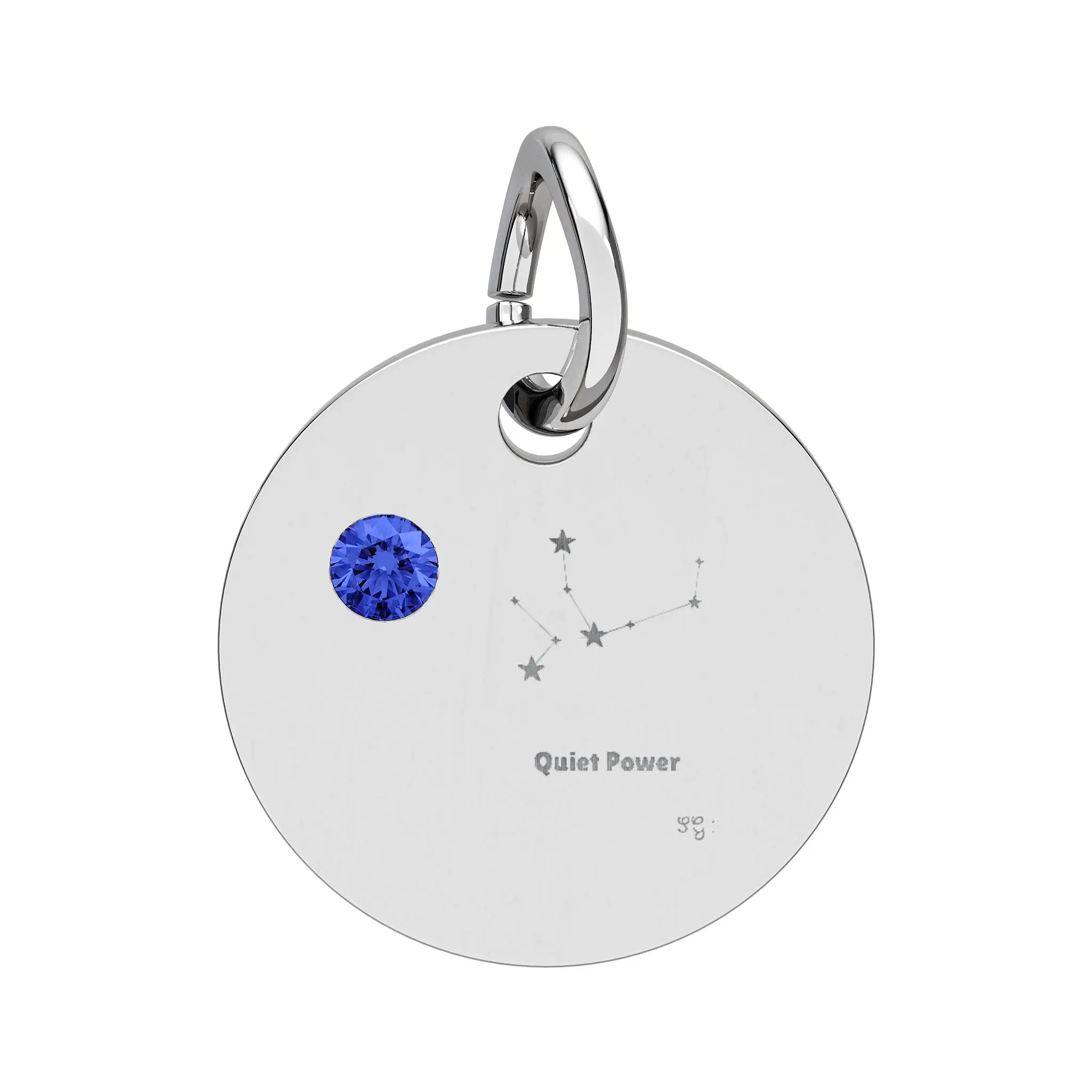 Virgo Sapphire Birthstone Circle Charm Engraved Pendant | Personalized Birthstone Jewelry