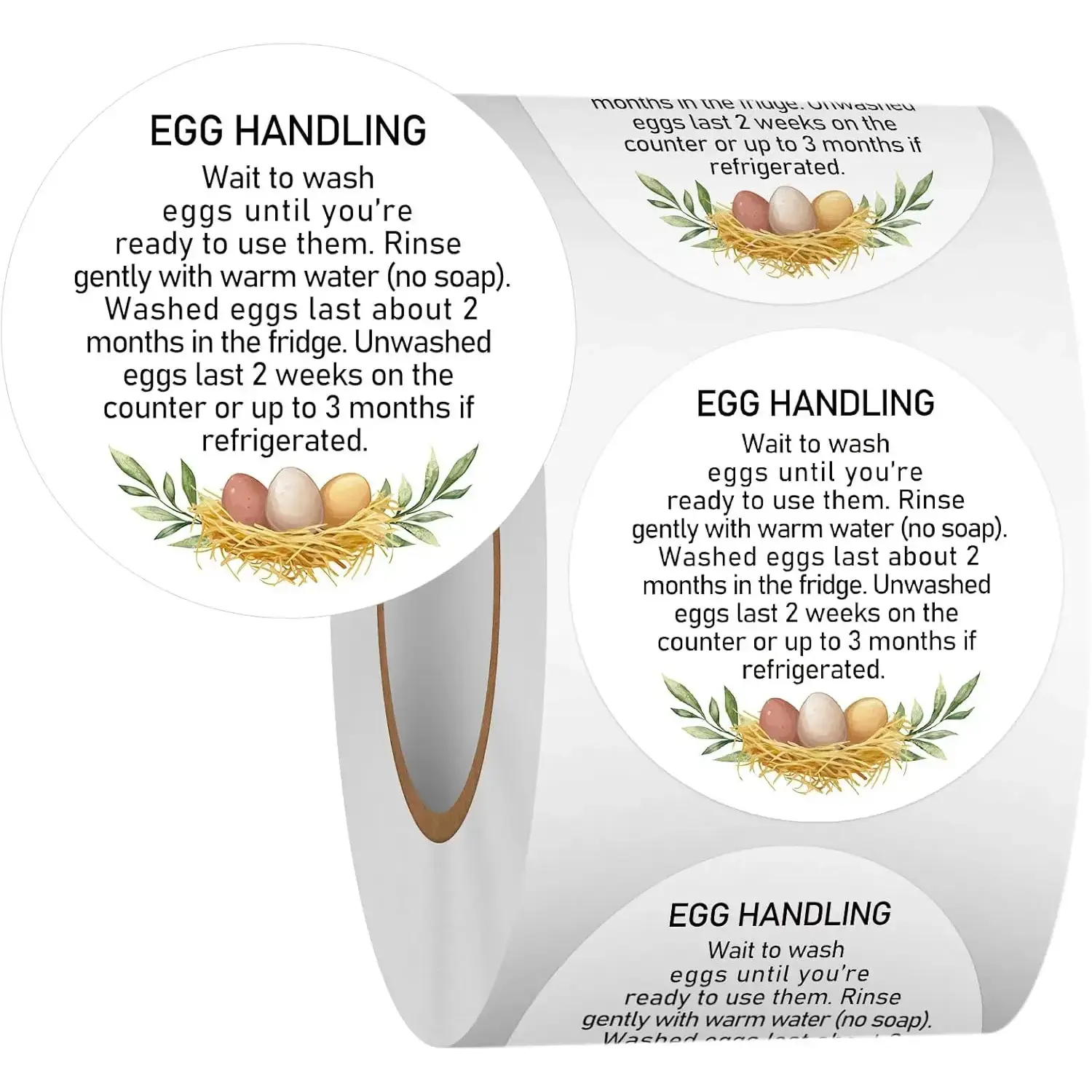 2" Egg Stickers for Fresh Farm Eggs - 500pcs Market Egg Handling Stickers Unwashed Egg Sticker Labels for Chicken Quail Farmhouse