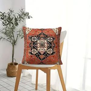 Vintage Persian Rug Pattern Throw Pillow (1 Piece, 17.71"×17.7"), Bohemian Geometric Tribal Print Decorative Pillow, Soft Plush Cushion for Bedroom, Living Room & Sofa (Pillow Core Included)