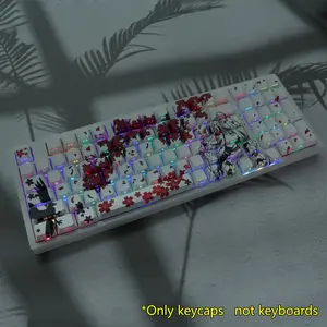 Japanese Anime Keycaps Set, Double Shot PBT Shine Through Keycaps, Cherry Profile Dye-Sub Custom Key Caps, MX Switch Mechanical Keyboard Replacement Keycaps