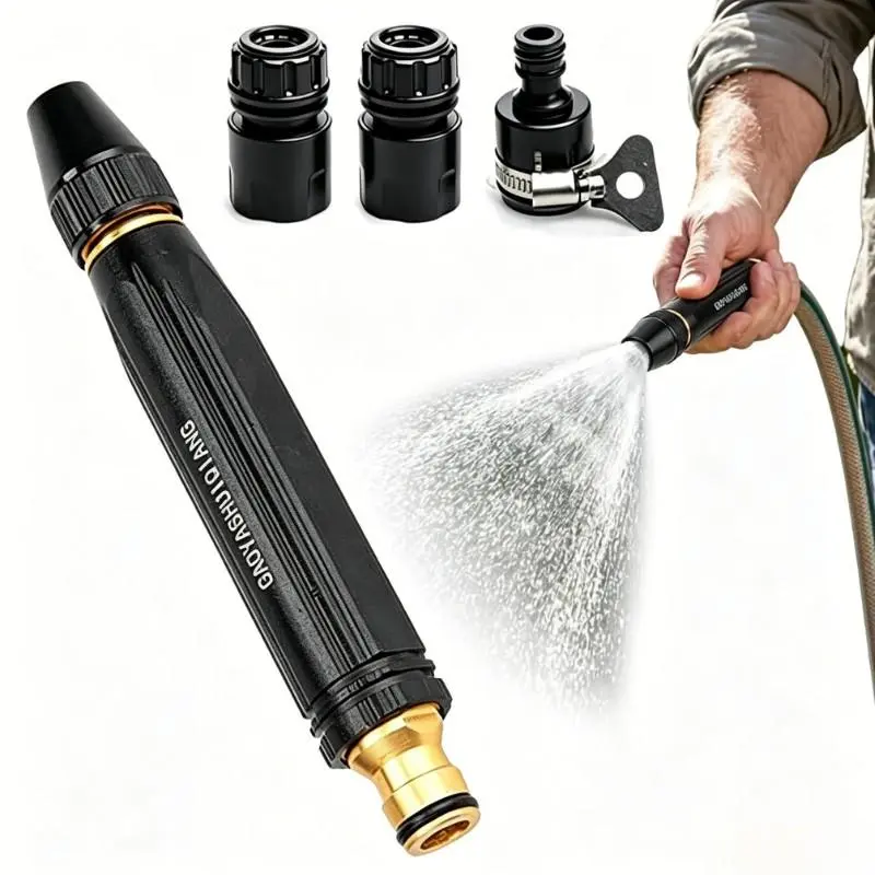High Pressure Power Car Wash Water Sprayer with Nozzle & Watering Hose, Heavy Duty Cleaning Accessory Set with Rustproof Metal Connector, Multifunctional Outdoor Tool for Vehicle Washing, Garden Plant Watering, Yard, Bicycle & Patio Surface Cleaning