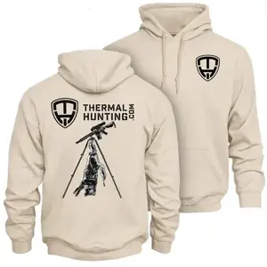 Thermal Hunting Coyote Hunting Hoodie – Night Predator Hunting Thermal Scope Tripod Back Graphic, Predator Hunter Outdoor Lifestyle Apparel Hoodie