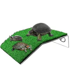 Turtle Basking Platform with Suction Cups | Realistic Turf Reptile Hideout, Tank Accessory for Semi - Aquatic Turtles, Bearded Dragons & Small Reptiles, Hot in US Reptile Supplies