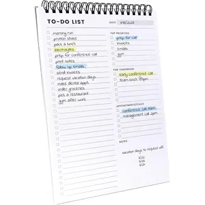 To Do List Notepad: With Multiple Functional Sections  6.5 x 9.60 Sheets  Spiral Daily Planner Notebook  Task CheckList Organizer Agenda Pad for Work  Note and Todo Organization