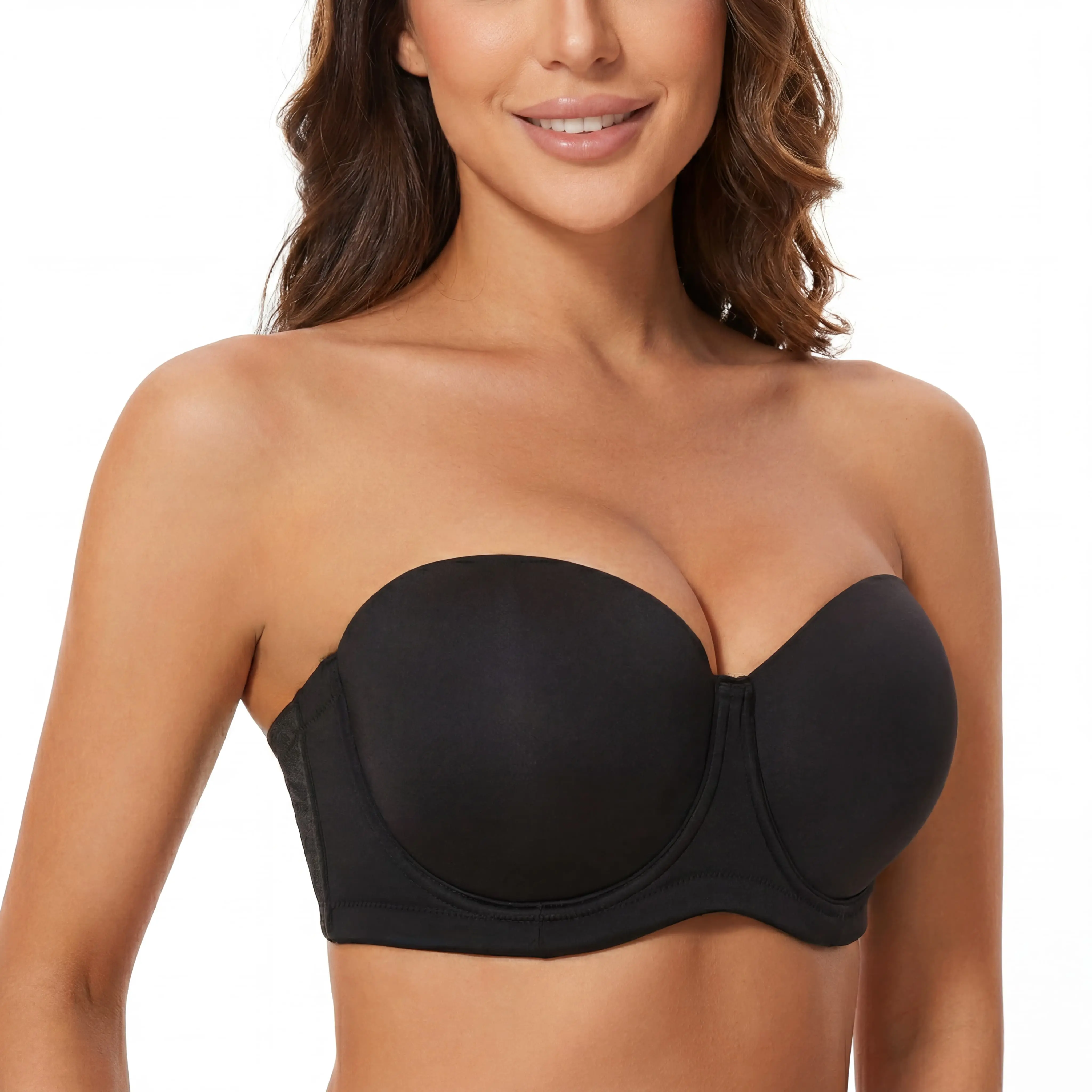 Strapless Multiway Bra for Large Breasts, Plus Size Push Up Lightly Lined Underwire Full Coverage Padded Bra with Stay-in-Place Fit, Worry-Free Support, Breathable Side Wings & Removable Convertible Straps  jelly wireless bra Elegant Outfit
