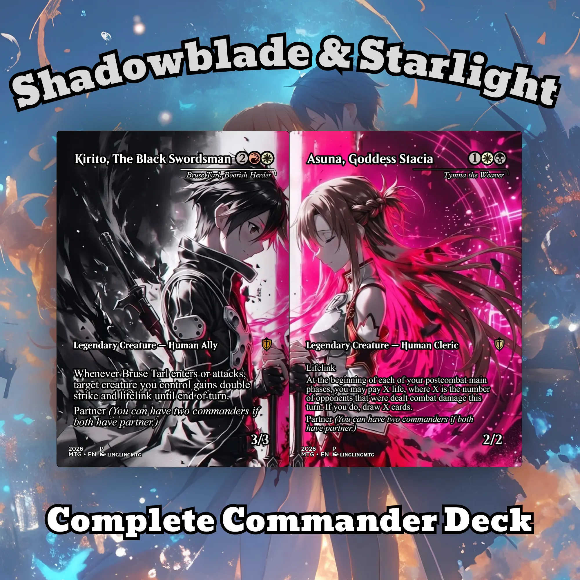 Shadowblade & Starlight – Bruse Tarl & Tymna, Frontline Partners | MTG Proxy Commander Deck (100 Cards + Tokens)
