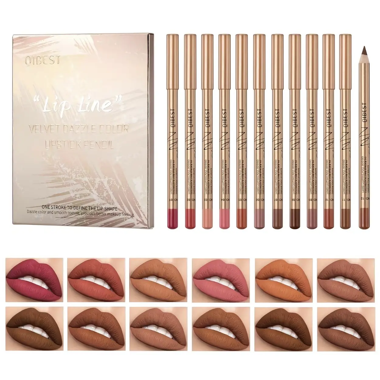 12PCS Matte Lip Liner Set, Long-Lasting Smudge-Proof Lip Liner Pencils for Girls and Women,Smudge Proof Easy Coloring Lip Liner Pen, Lip Makeup, Girls and Women Makeup Accessories, Lipliner Set