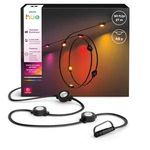 Philips Hue - White and color ambiance Festavia permanent outdoor lights 90 ft black string