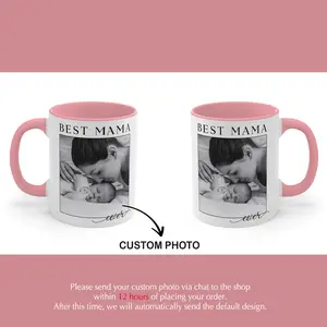 Custom Photo Mother's Day Mug, Personalized Vintage Mom And Kids Photo Ceramic Coffee Cup, Mothers Day Gift From Daughter