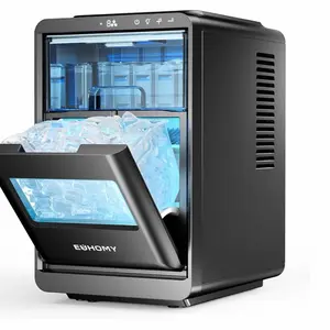 EUHOMY Crescent Ice Makers Countertop, 35Lbs/24H, 16Pcs in 12Mins, Auto Deep Cleaning, Timer, Portable Crescent Ice Maker Countertop with Crystal-Clear Ice Cubes for Home/Office/Party