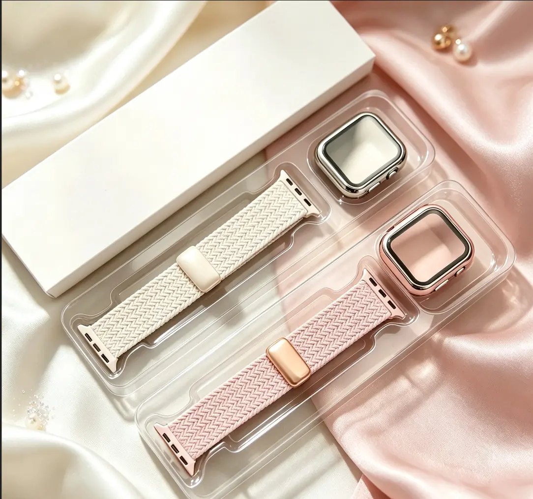 2Pair  Magnetic  Loop Band Case with Screen Protector Compatible Series 11 10 42mm 9 8 7 6 5 4 40mm 41mm for Women Men, Stretchy Nylon Elastic Sport Strap for iWatch SE 1/2/3, Starlight clasp  braided watch Wearable Tech Accessories Adjustable atch Smartw