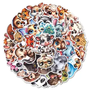 50pcs Cute Cartoon Animal Stickers Pack, Waterproof Kawaii Wildlife Chibi Animal Character Decals for Laptop, Water Bottle, Journal & Scrapbook, Animal Lover Gift