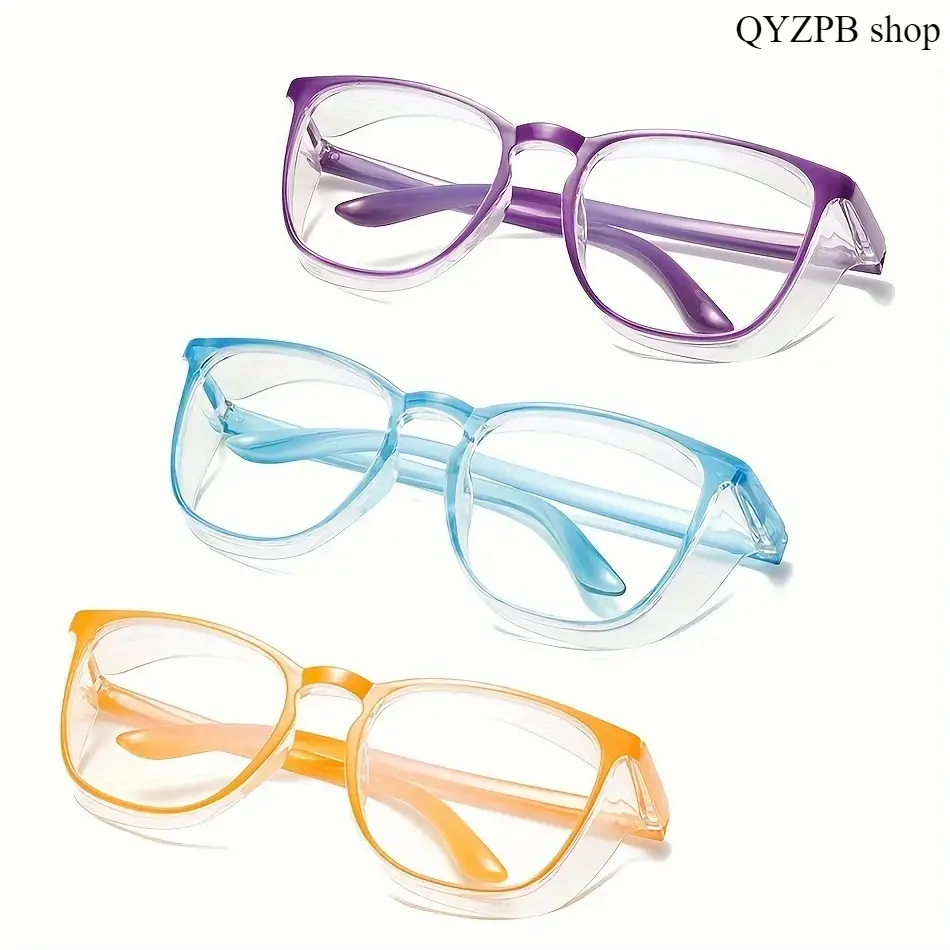 3-Pack Unisex Safety Glasses, Lightweight Protective Eyewear with Anti-Fog & Blue Light Blocking Lens for Driving and Outdoor Work, Anti-Fog Lens, Work/Drive, Glasses For Women, Blue-Light Lens Eases Screen Fatigue