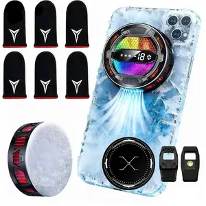 Mobile Phone Cooler – Semiconductor Cooling with Adjustable Modes & LED Display,Compatible for iPhone Android Gamers CODM PUBG Mobile Freefire Includes 6 Gaming Finger Sleeves and Clip