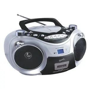 Supersonic SC-739BT CD MP3 Bluetooth AM FM Boombox Silver