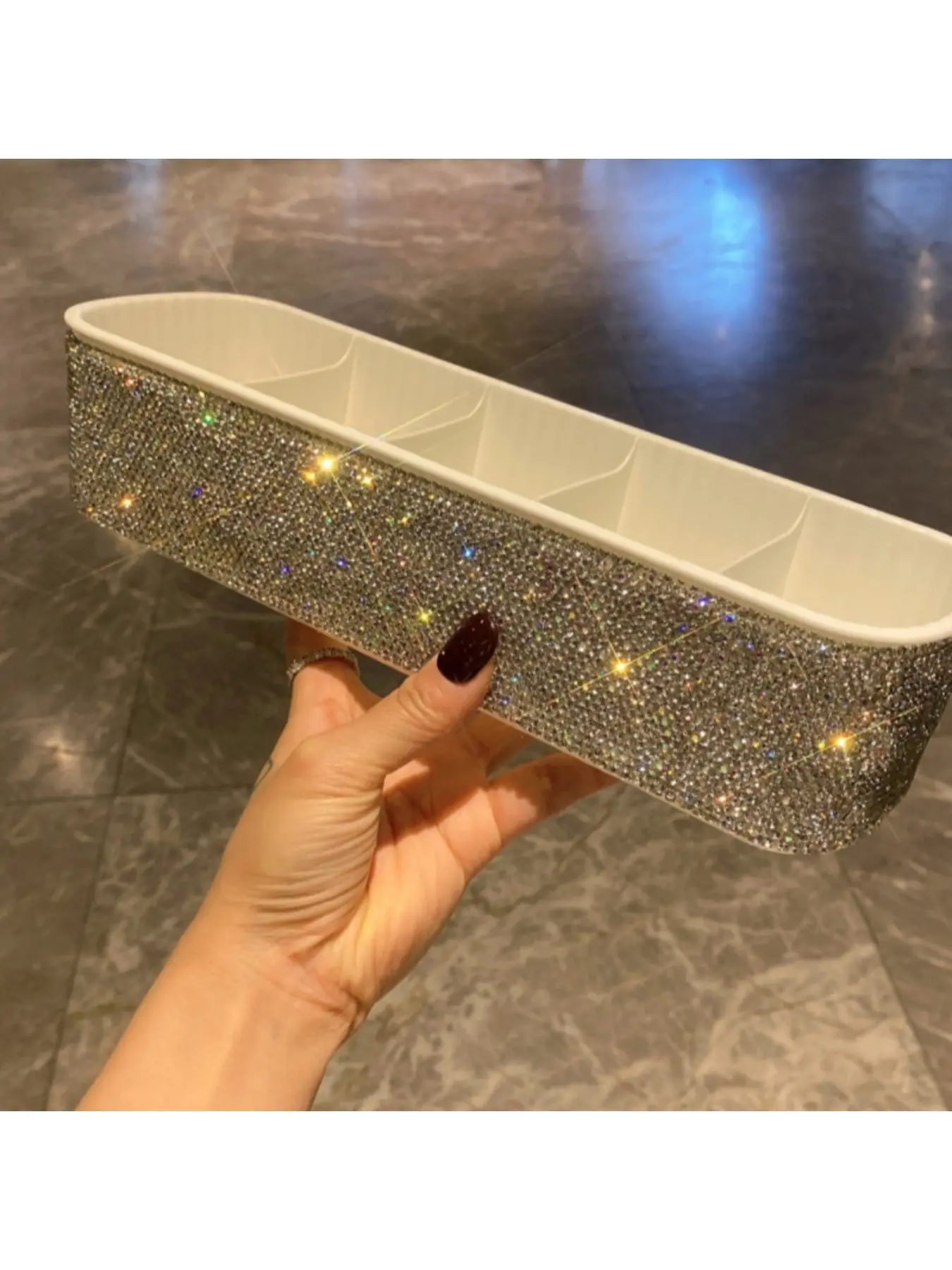 New Luxury Rhinestone Multi-Compartment Storage Box, High Aesthetic Makeup Organizer, Elegant Dressing Table Cosmetic Holder, Makeup Tool Organizer, Beauty Supplies Organizer, Cosmetic Tools Organizer, Cosmetics Organizer Storage