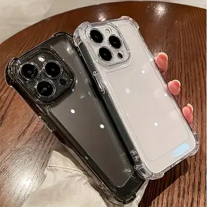 Clear Slim Shockproof Transparent Phone Case with Four Anti-fall Corners, for iPhone 16/ 15/ 14/ 13/ 12/ 11/ Pro Max/ Por/ Plus/ X/ Xs Max/ XR/ 7/ 8Plus