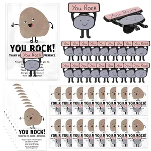 You Rock Pins Positive Office Gifts for Coworker, Inspirational You Rock Recognition Motivational Pins Gift with Thank You Cards Bags for Office Employee School Teacher Student