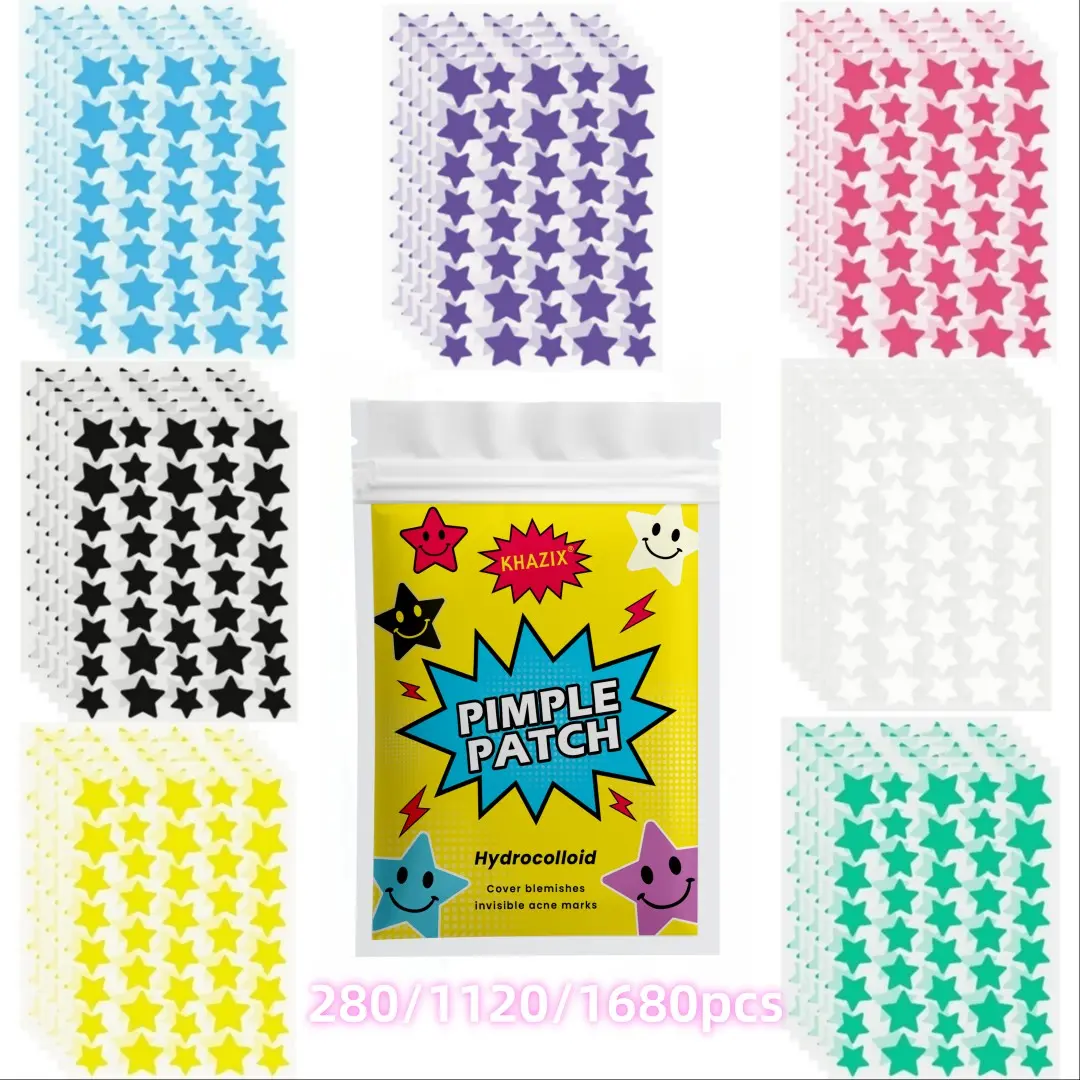 Multi-Color Star Acne Patches, 280/1680/1120 Pcs Ultra-Thin Concealer Blemish Patches Acne Spot Patches Pimple Patches for Men & Women, Facial Skin Care Tool, Hydrocolloid Zit Covers