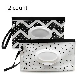 Portable Wet Wipes Storage Bag, 2 Counts/set Wet Wipes Pouch with Handle, Wet Wipes Dispenser Bag, Home Organizer for Travel, Outdoor, Car, Office