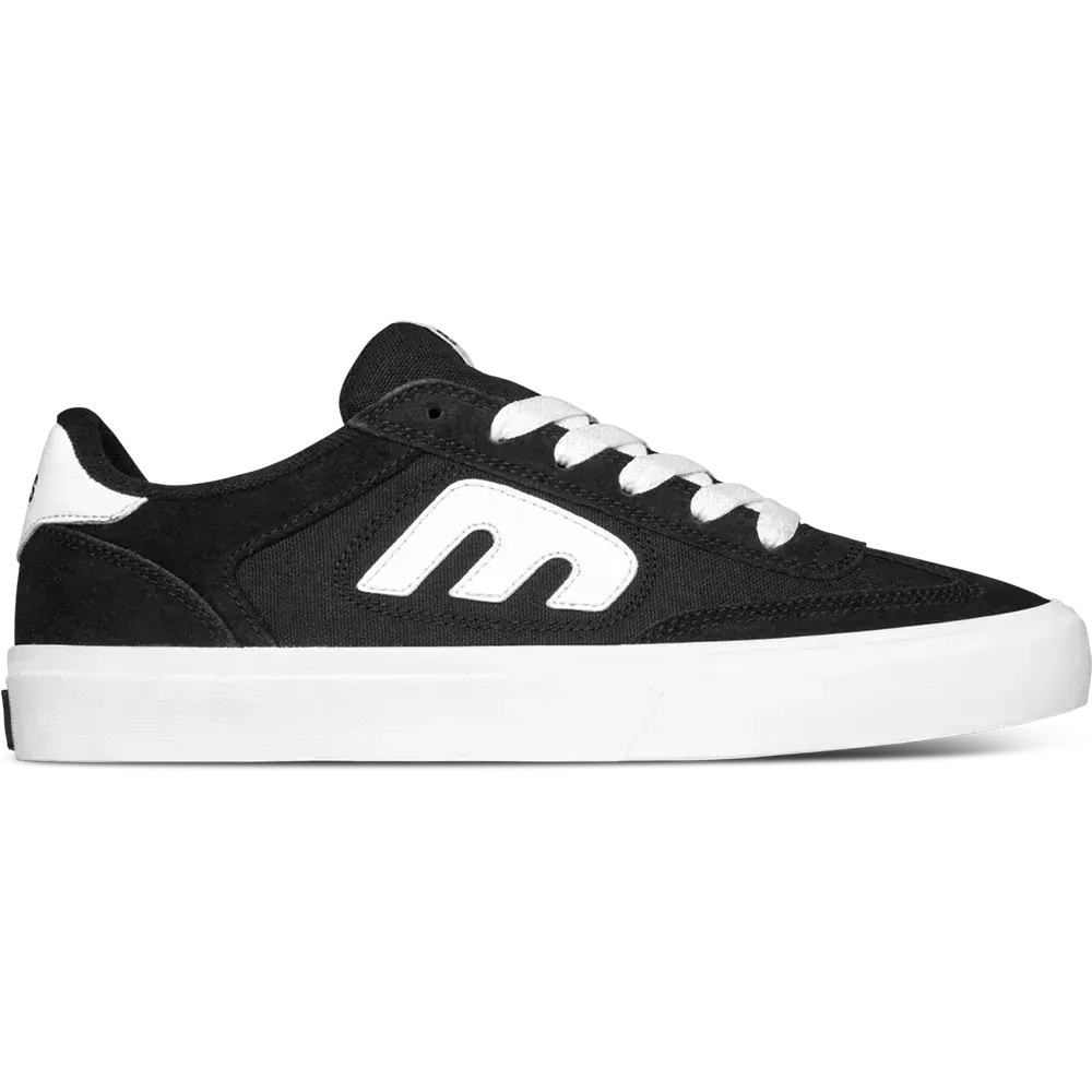 etnies Locut Vulc Men's Classic Skate Sneaker - Black White Suede Vulcanized Low Top Footwear, Gum Sole, Triple-Stitched Toe Cap, PU Heel Wedge Footbed, HIT Grip Outsole, Athletic Sports Shoes