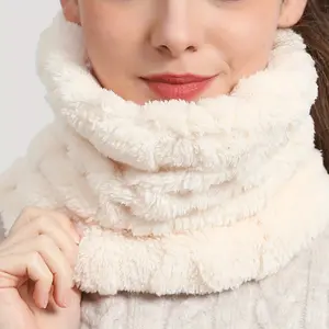 Faux Fur Plush Infinity Scarf Solid Color Soft Neck Gaiter Cute Plain Coldproof Neck Warmer Ski Mask For Women daily uses Winter Outdoor