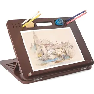 6-Position  Table Easel, 16x12 Inch Adjustable Drawing and Sketching Board with Built-in Handle and  Storage, Portable Art and Lap Desk for Sketching, Reading, and Book Stand