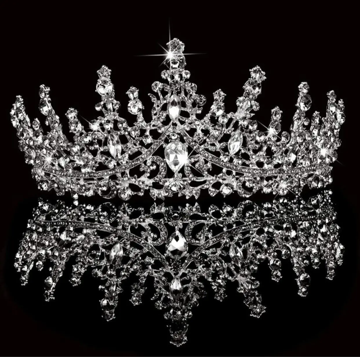 Women's Rhinestone Tiara Crown Bridal Accessory - Royal Queen Headband for Bride, Quinceanera Birthday Prom Pageant Party