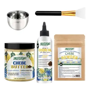 Chebe Set (Butter+Oil+Powder+ Bowl+ Brush) DIY Use, Powderful Moisturization, Improves hair strength & Maintains hair health, Softens & Strengthens Hair，Hair Care, Natural Haircare Formula