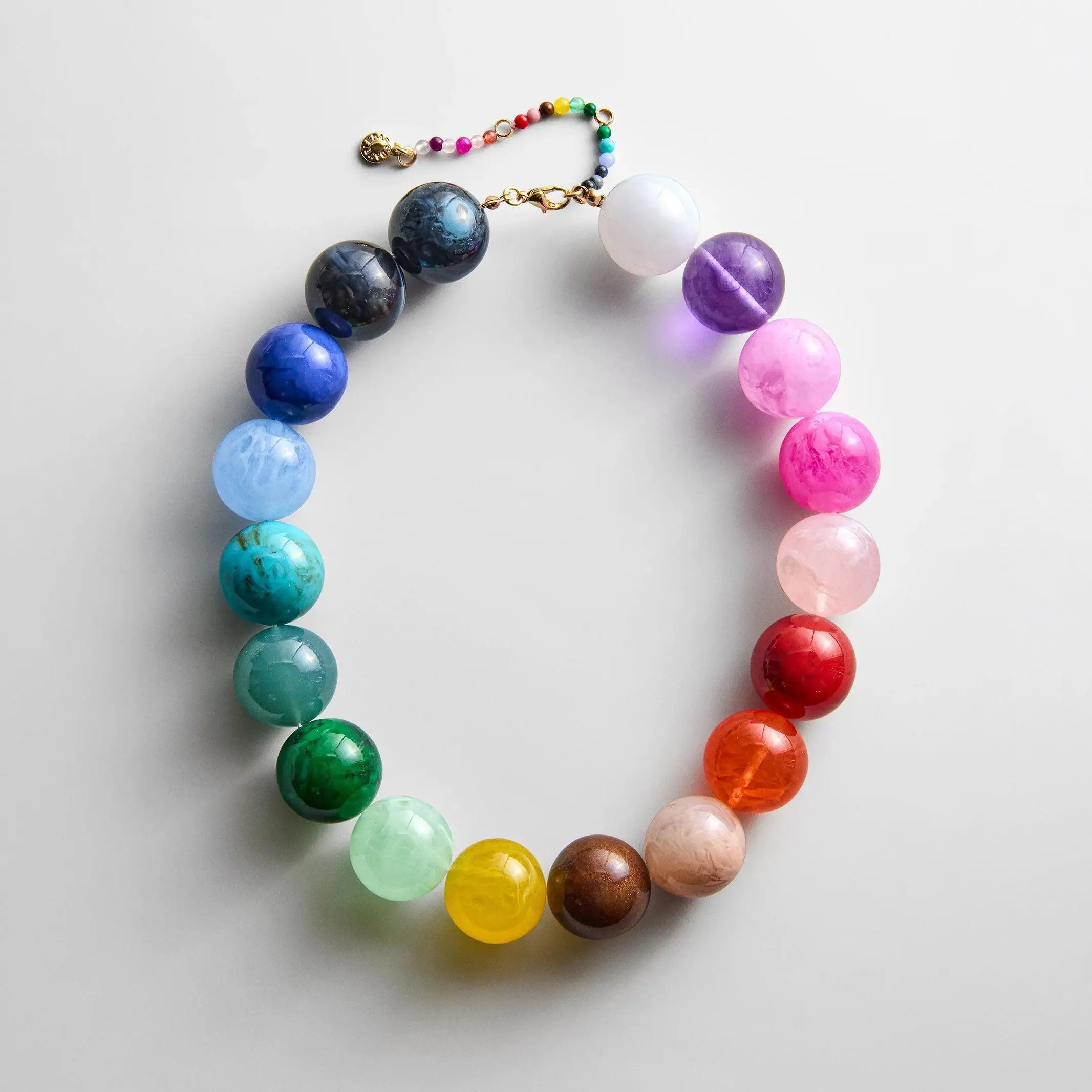 Jane Beaded Rainbow Bead Necklace - Layered Gemstone Necklace with Rose Quartz, Amethyst, Fashion Jewelry Accessories