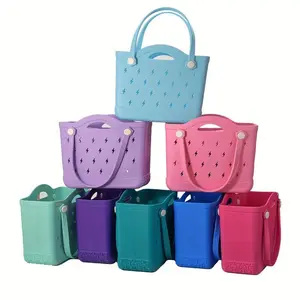 [Poolside] Large Capacity Lightweight EVA Beach Tote Bag with Lightning Bolt Design - Anti-Stain, Open Top, 6 Vibrant Colors - for Beach, Pool,, Groceries, and Sports, Gear |     Casual Tote Design |     Lightweight Tote affordable  Colo