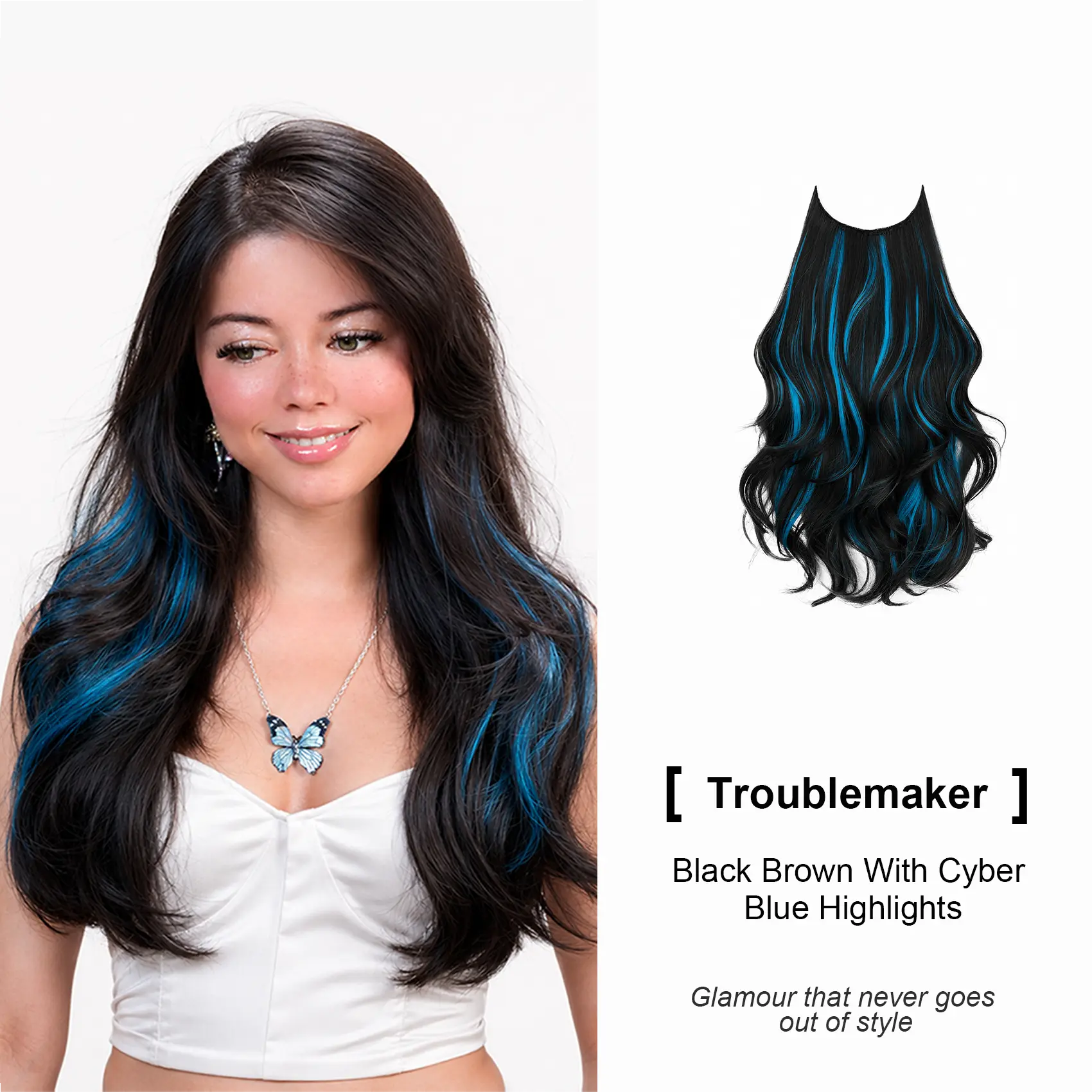 【Qbeauty】Invisible Layered Clip-in Hair Extensions by Amara, 18/20/22/24 Inch Thick Natural Soft Synthetic Hairpieces with Secure 6 Clips, Body Wave Loose Wave Curly Hair Extensions for Women