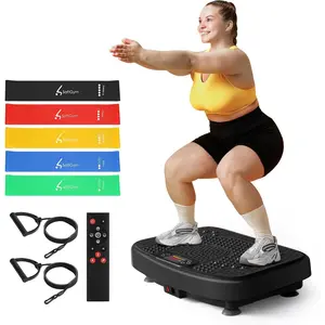 Vibration Plate Exercise Machine for Lymphatic Drainage,Power Vibrate Stand Shake Board 450 Lbs Capacity Whole Body Workout Waver with Fitness Resistance Bands Weight Loss Gifts for Women Men