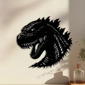 1pc Godzilla Head Metal Wall Art, Godzilla Head Statue Mural, Dinosaur Themed Design, Modern Home Decor, Wall Art Decoration, Perfect for Living Room Wall, Bedroom Wall, Game Room Wall, Halloween Decor, Ideal Gift for Collectors, Durable Metal