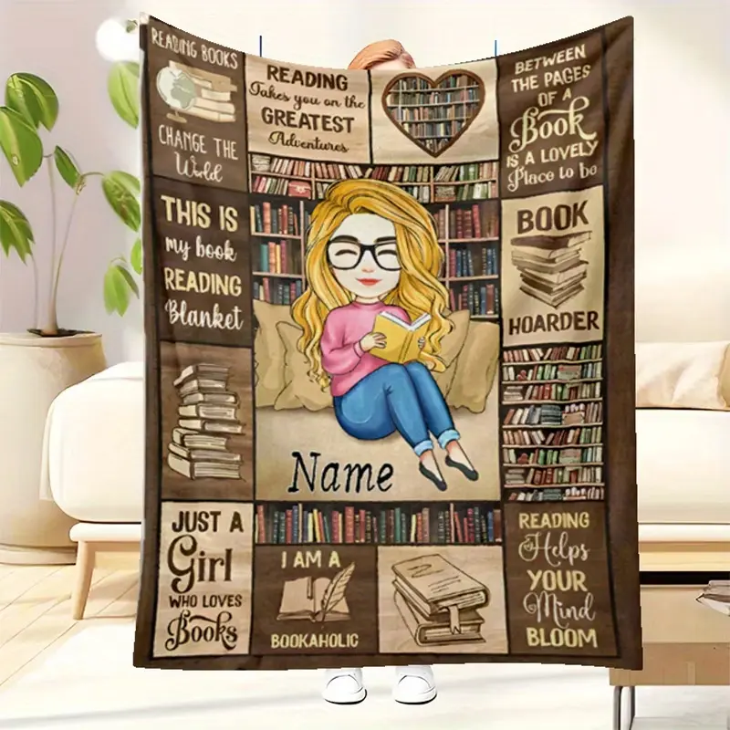 Customized Personalized Just a Girl Who Loves Books Flannel Blanket - All-Season Comfort, Machine Washable, Home Decor Essential, Ideal for Bed/Sofa, Perfect Gift for Book Lovers
