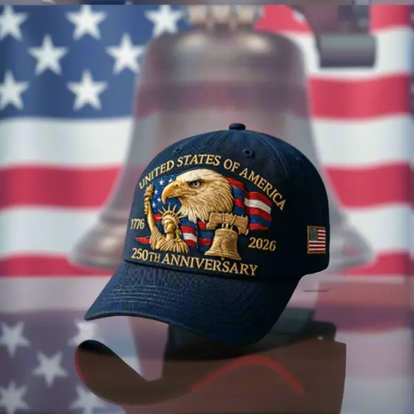 Men's America 250 Semiquincentennial Celebration Party Cap (1776-2026) - 3D, Adjustable Buckle, Durable Stitching, Fade-Resistant Look, All-Season Comfort, Hand Washable/Dry Cleanable - Ideal Gift for History Buffs (4th of July Use)