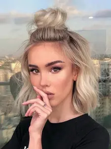 14 Inch Short Wavy Lace Front Wigs for Women, Lace Frontal Wig, Gorgeous Fluffy Wigs without Bangs, Synthetic Lace Front Wigs for Party, Daily Use, Bob Curly Wig