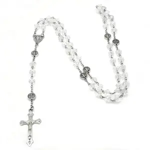 【New must be】Crystal Bead Catholic Rosary Necklace Cross Pendant Choker | 2026 New Arrivals & Fresh Design | Religious Necklaces Long Chain Prayer Charm Jewelry Gift